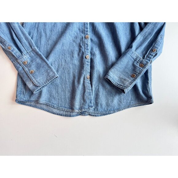 BANANA REPUBLIC Reigh Classic Denim Shirt Medium Blue Button Up Blouse, Size S - Picture 8 of 13